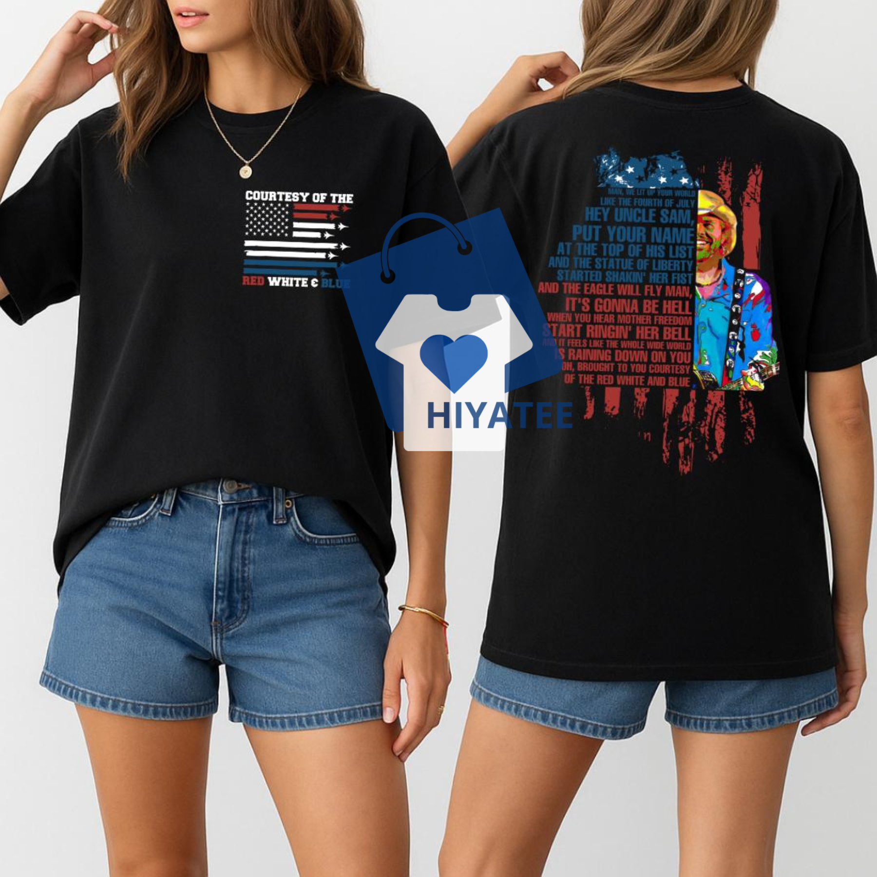Toby Courtesy of the Red shirt – American Ride shirt  in White & Blue, Patriotic Country Music Apparel - Hiyatee