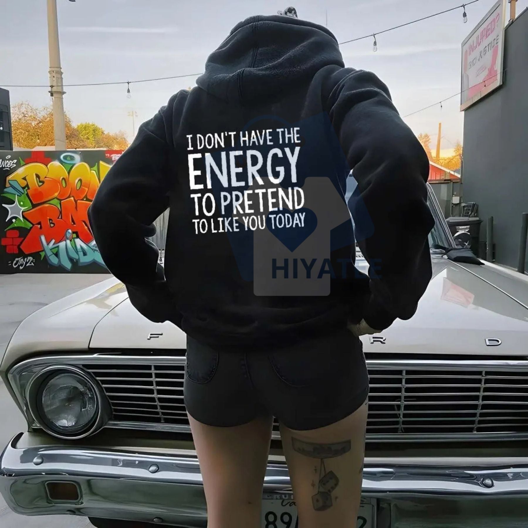 "Too Tired for Fake People" Skeleton Hoodie - Hiyatee