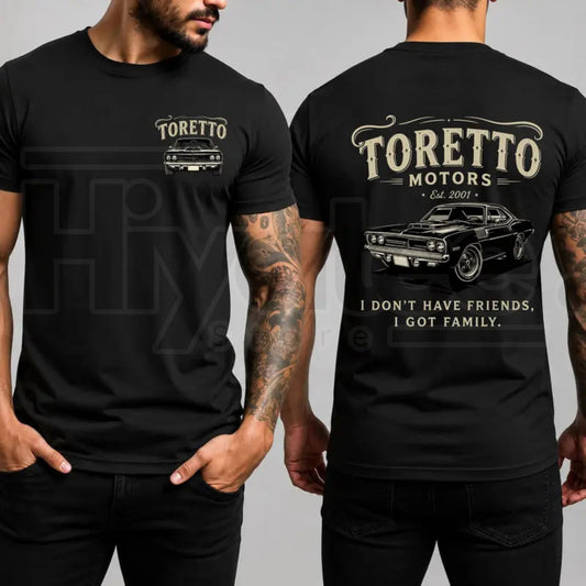 Toretto Motors Vintage Racing T-Shirt – Muscle Car Street Racing Graphic Tee - Hiyatee