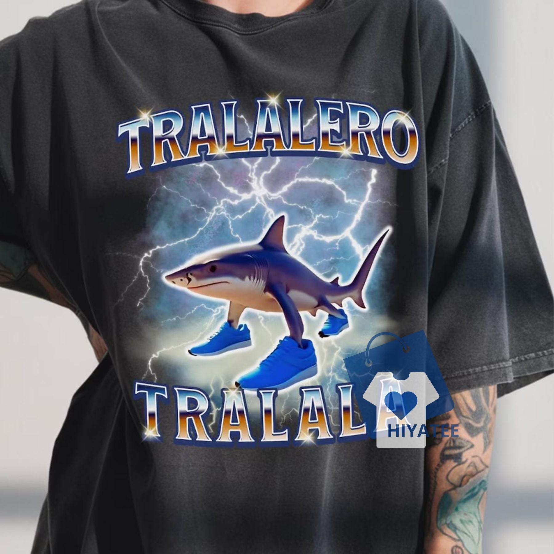 Tralalero Tralala Shirt – Funny Shark Meme T-Shirt with Bootleg Rap Tee Vibes-Hiyatee