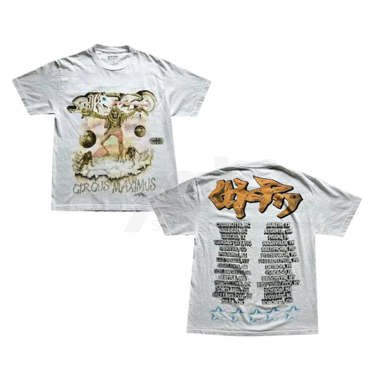 Travis Scott Utopia Tour White Skitzo Circus Maximus Tee – Premium Streetwear - Hiyatee