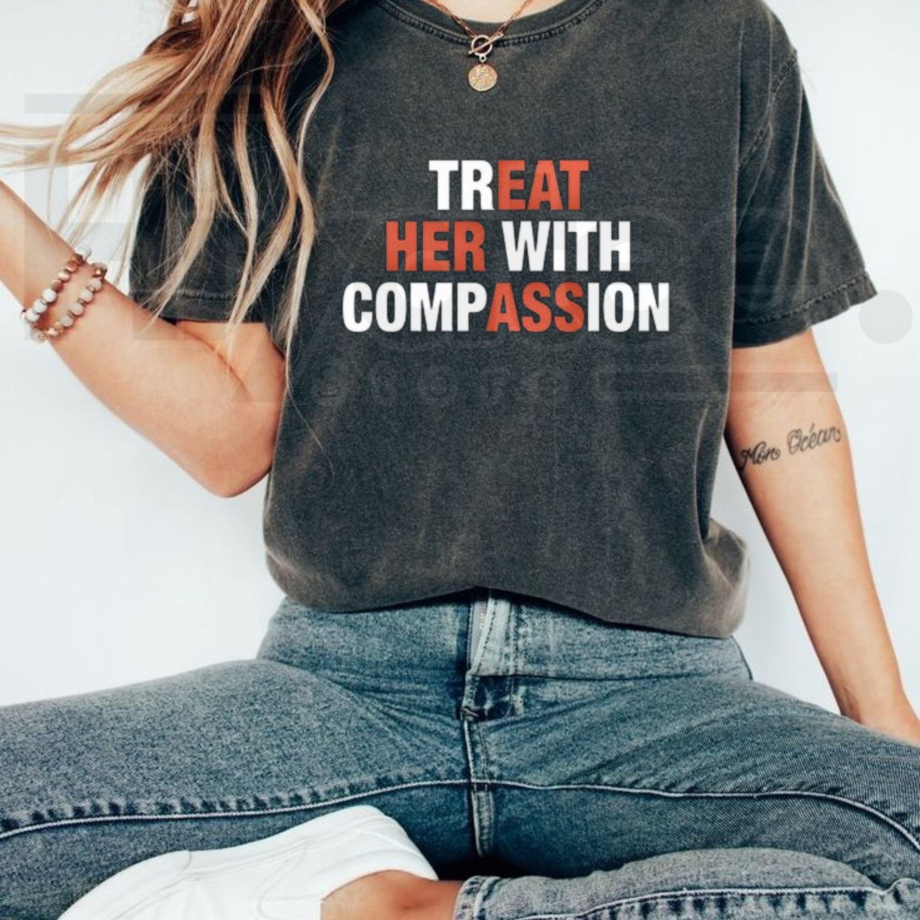 Treat Her With Compassion T-Shirt – Mental Health Awareness Kindness Graphic Tee - Hiyatee