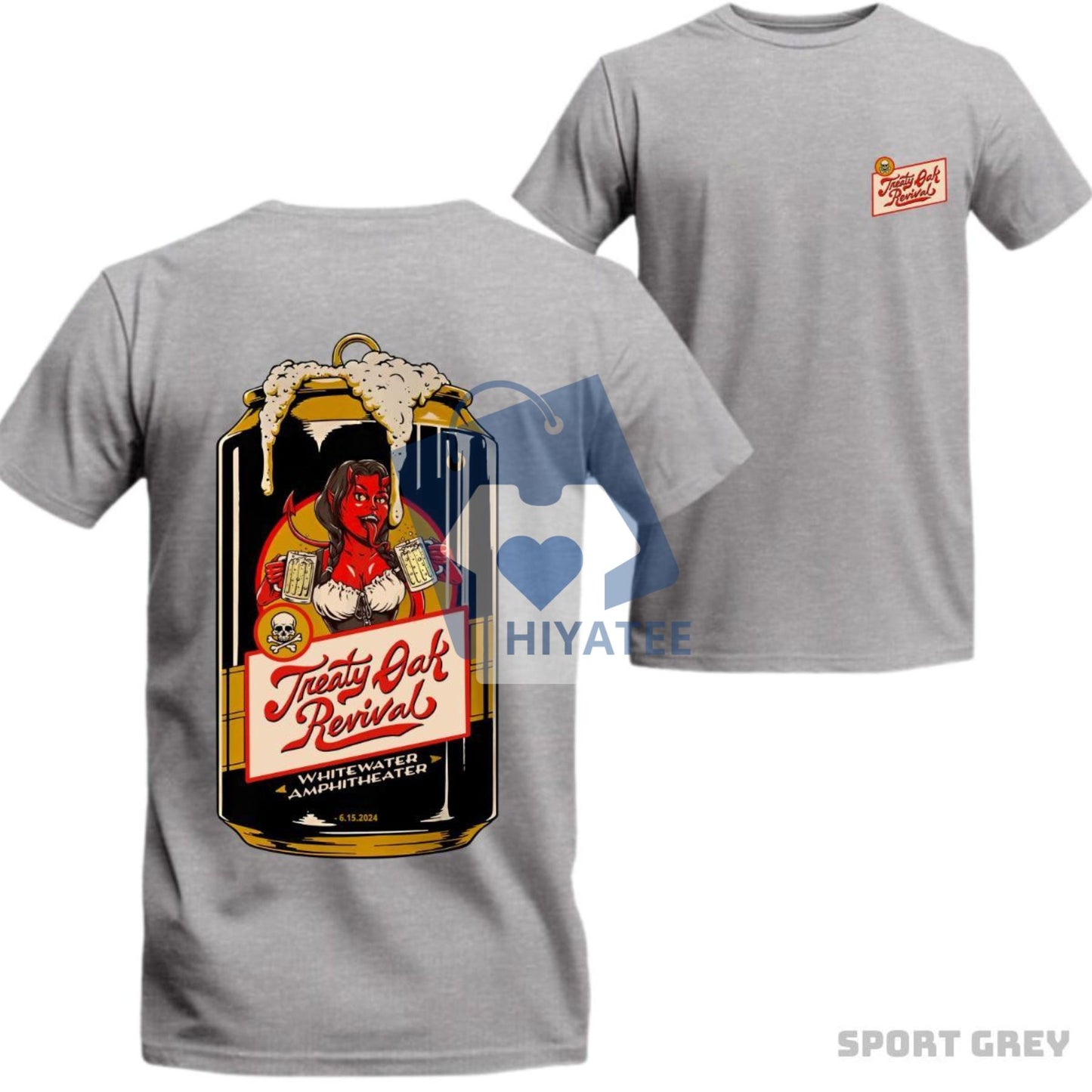 Treaty Oak Revival T-Shirt – Vintage Western Beer Can Graphic Tee, Country Music Concert Shirt for Men-Hiyatee