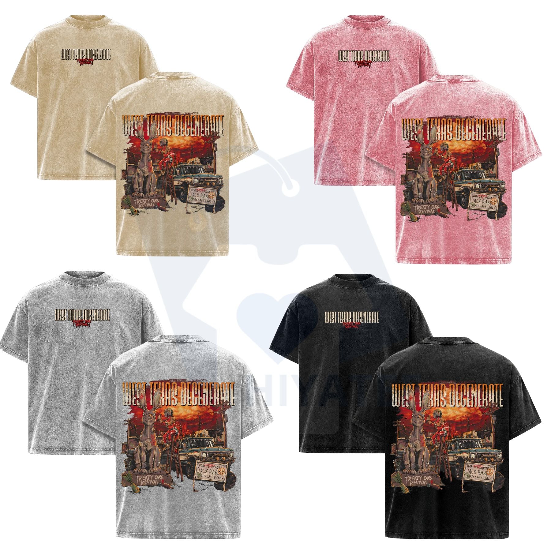 Treaty Oak Revival "West Texas Degenerate" T-Shirt – Acid Wash Oversize Country Rock Tee - Hiyatee