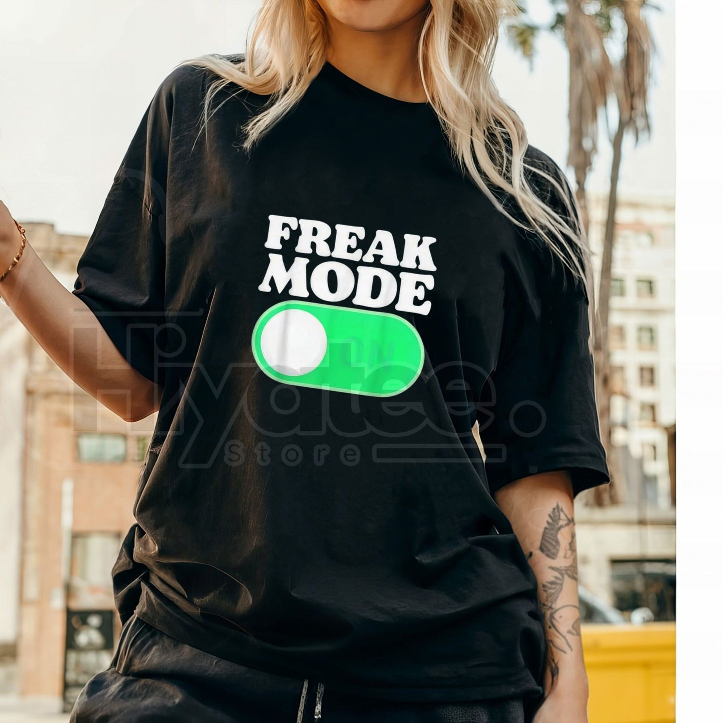"TrendsFreak Mode On" Funny T-Shirt – High-Fashion Humor Graphic Tee - Hiyatee