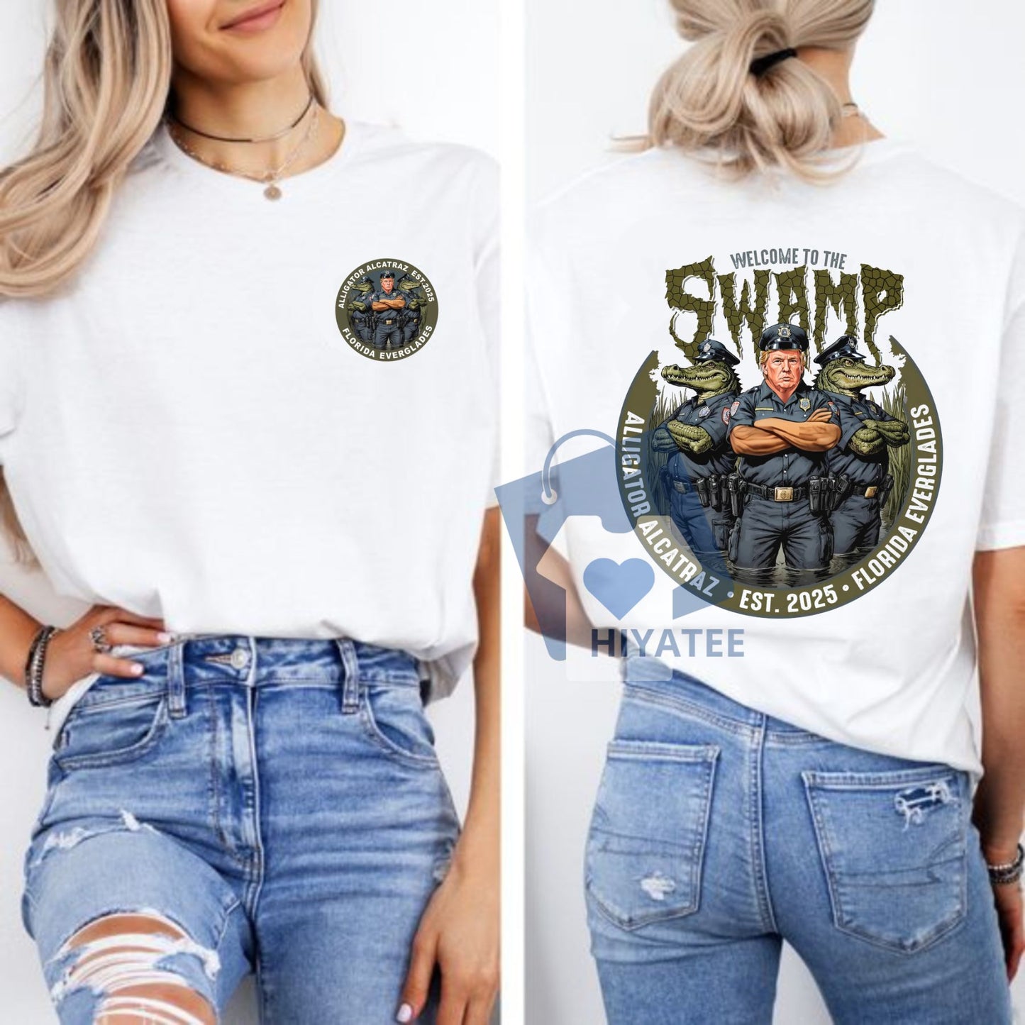 Trump Alligator Alcatraz EST 2025 T-Shirt – “Welcome to the Swamp” Political Satire Tee, Unisex Cotton Shirt for Men & Women-Hiyatee