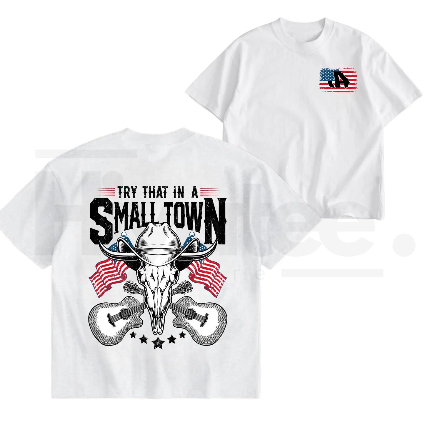 "Try That In A Small Town" Vintage T-Shirt – Retro Country Music JA Graphic Tee - Hiyatee
