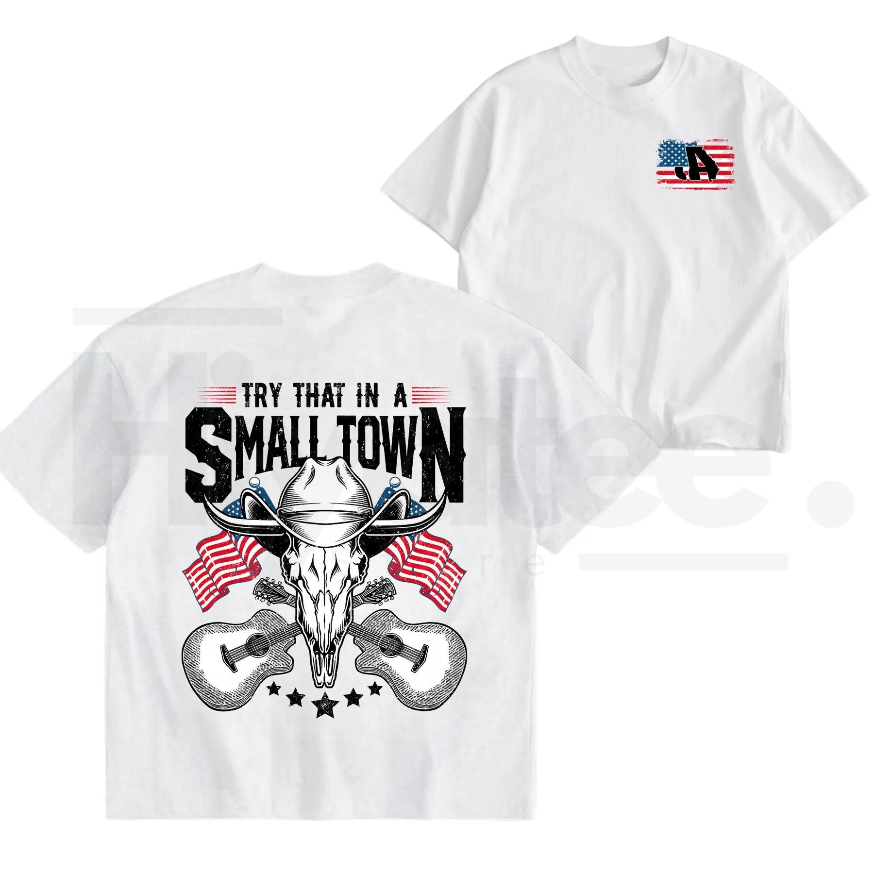 "Try That In A Small Town" Vintage T-Shirt – Retro Country Music JA Graphic Tee - Hiyatee
