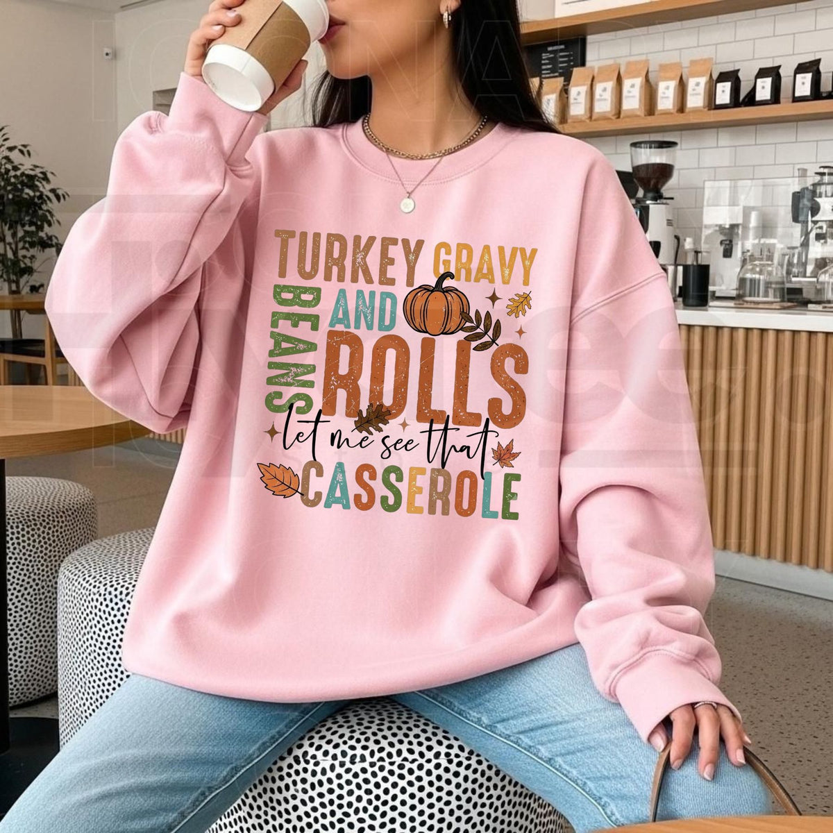 Turkey Gravy Beans And Rolls Thanksgiving Sweatshirt, Funny Casserole Foodie Pullover - Hiyatee