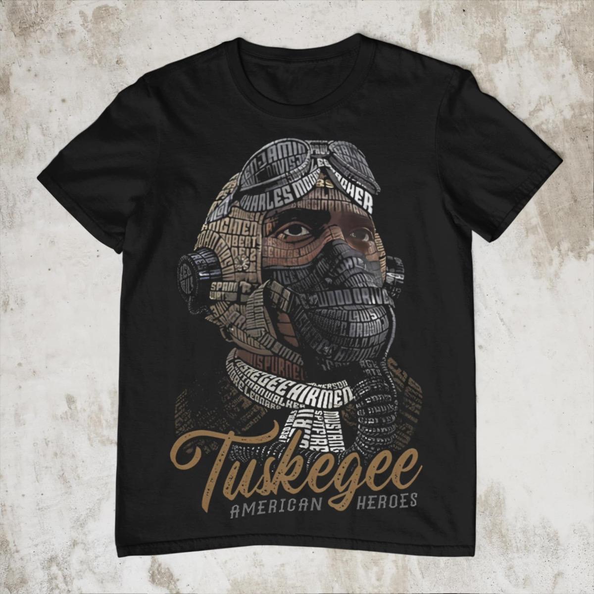 Tuskegee American Heroes T-Shirt Men's Streetwear Top with Graphic Design- Hiyatee