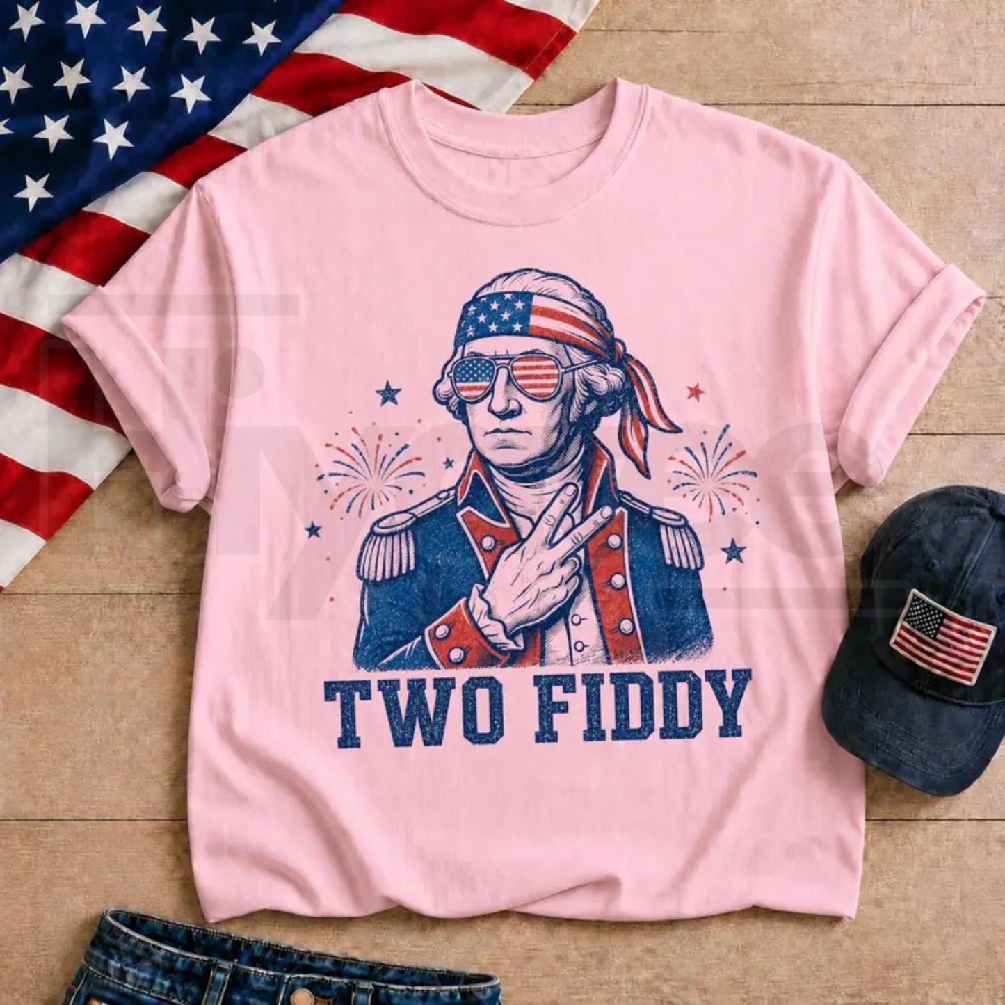 Two Fiddy George Washington T-Shirt – Funny 250th Anniversary Patriotic Meme Tee - Hiyatee