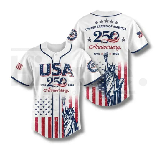 USA 250th Anniversary Baseball Jersey – Semiquincentennial Statue of Liberty Patriotic Shirt - Hiyatee