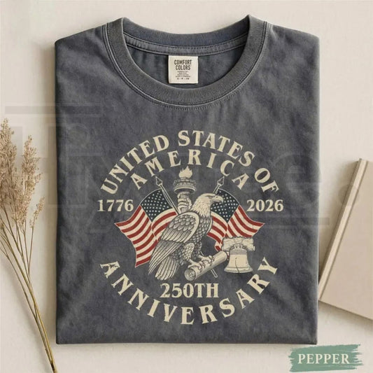 USA 250th Anniversary Comfort Colors® Shirt – Semiquincentennial Vintage Flag T-Shirt, Patriotic 1776–2026 Independence Day Tee - Hiyatee