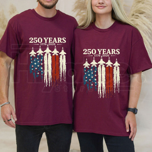 "USA 250th Anniversary" Vintage 1776–2026 – Retro Patriotic Cotton Top - Hiyatee