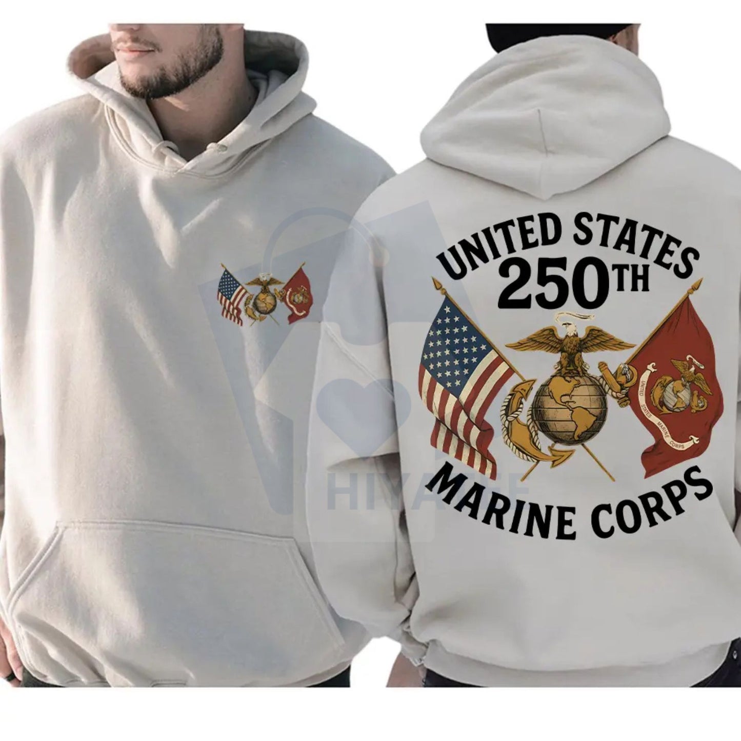 USMC 250 Years Hoodie – United States Marine Corps Birthday Pullover, Proud Veteran Gift - Hiyatee