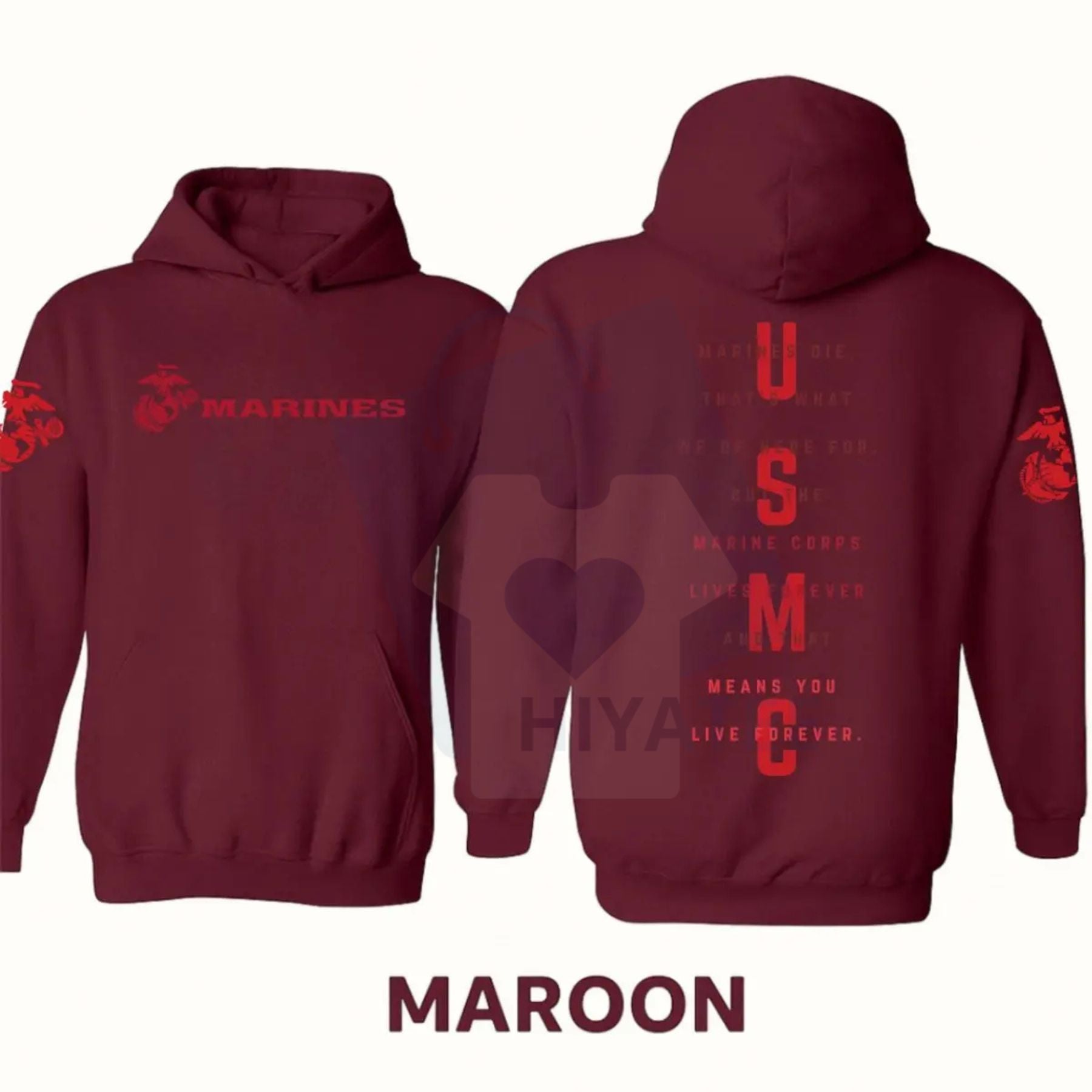 USMC Marines Tactical Hoodie – Classic Semper Fi Marine Corps Pullover, Vintage Rugged Military Graphic Hoodie for Veterans & Supporters - Hiyatee