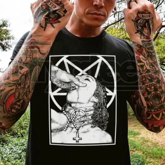 Unholy Nun Naughty Graphic Tee – Edgy Tattoo Streetwear Vintage T-Shirt - Hiyatee