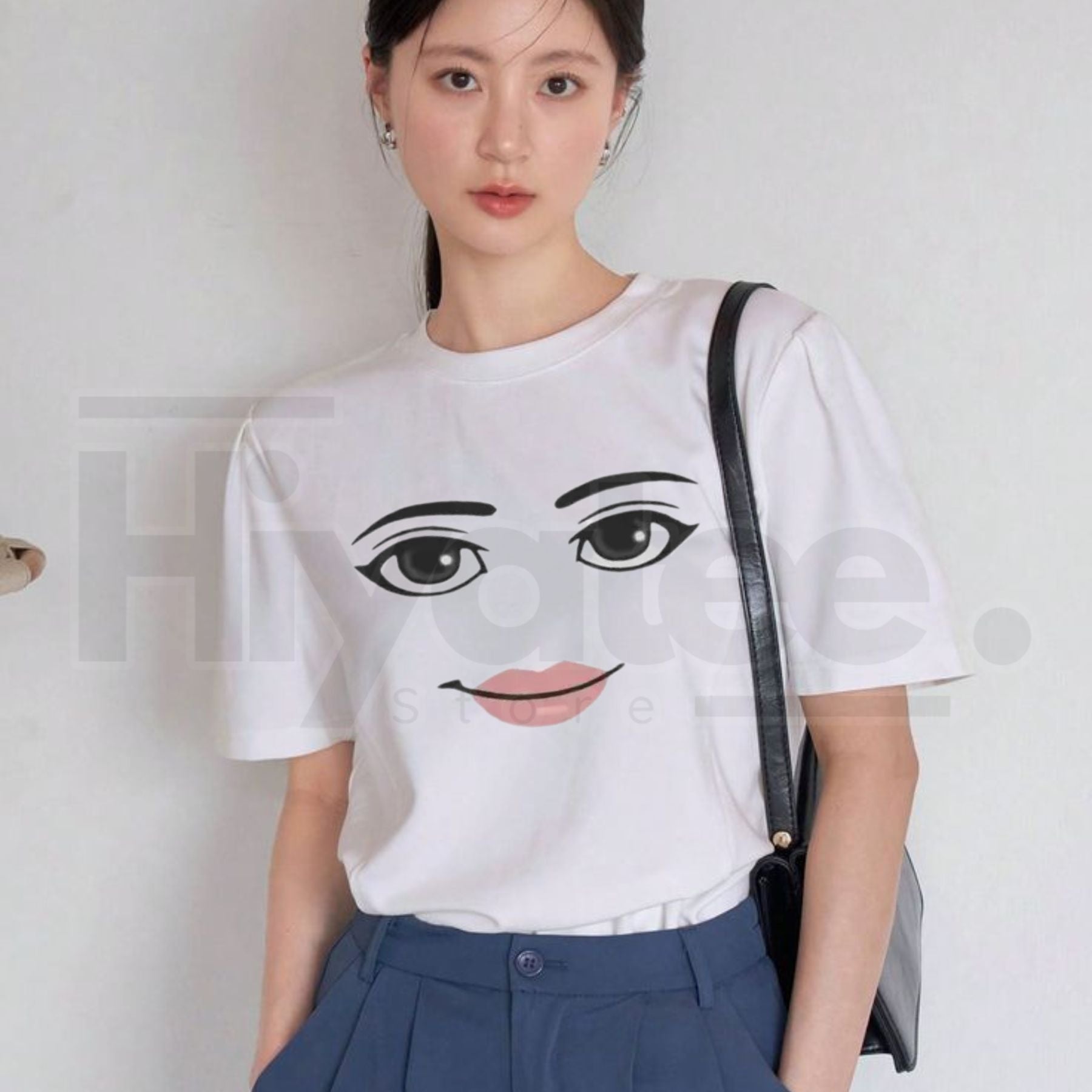 Unique Harajuku Streetwear Robot Roblox Woman Face T-Shirt – Summer Graphic Tee - Hiyatee