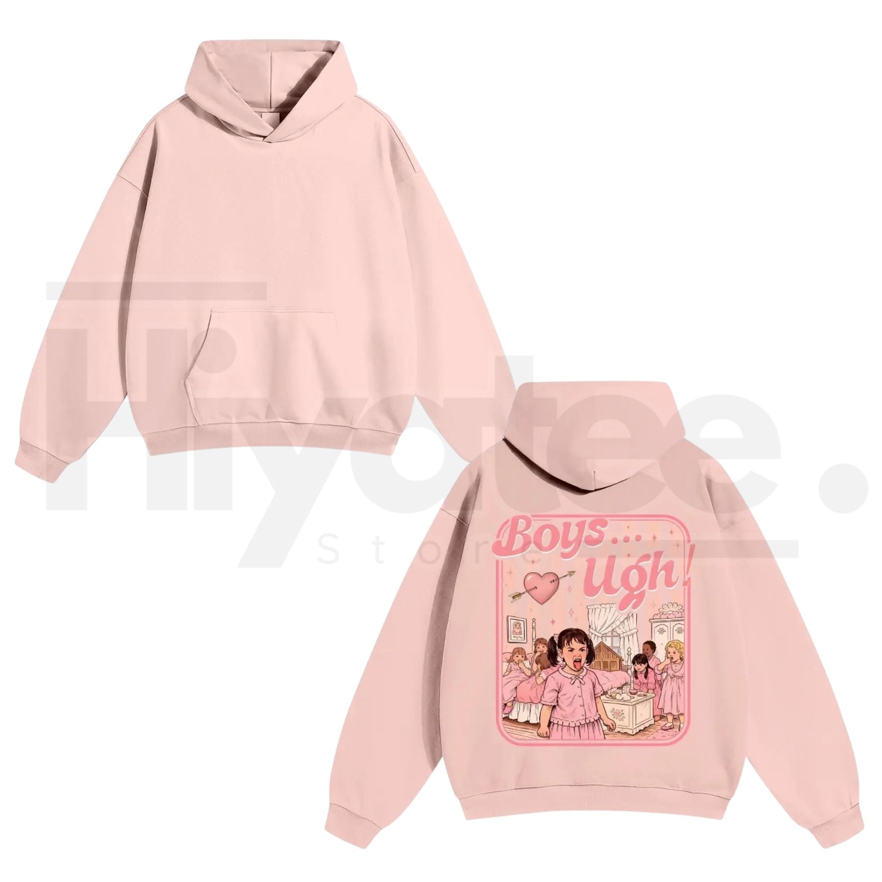 Unisex “Boys...Ugh!” 90s Movie Quote Hoodie – Funny Valentine's Streetwear Pullover, Retro Y2K Aesthetic Graphic Hoodie - Hiyatee