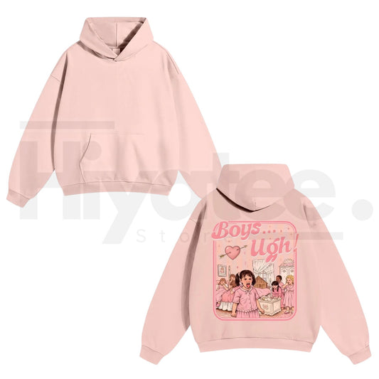 Unisex “Boys...Ugh!” 90s Movie Quote Hoodie – Funny Valentine's Streetwear Pullover, Retro Y2K Aesthetic Graphic Hoodie - Hiyatee