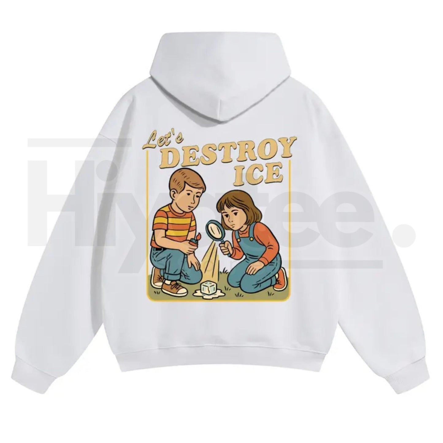 Unisex "Destroy ICE" Hoodie – Satirical Political Graphic Streetwear - Hiyatee