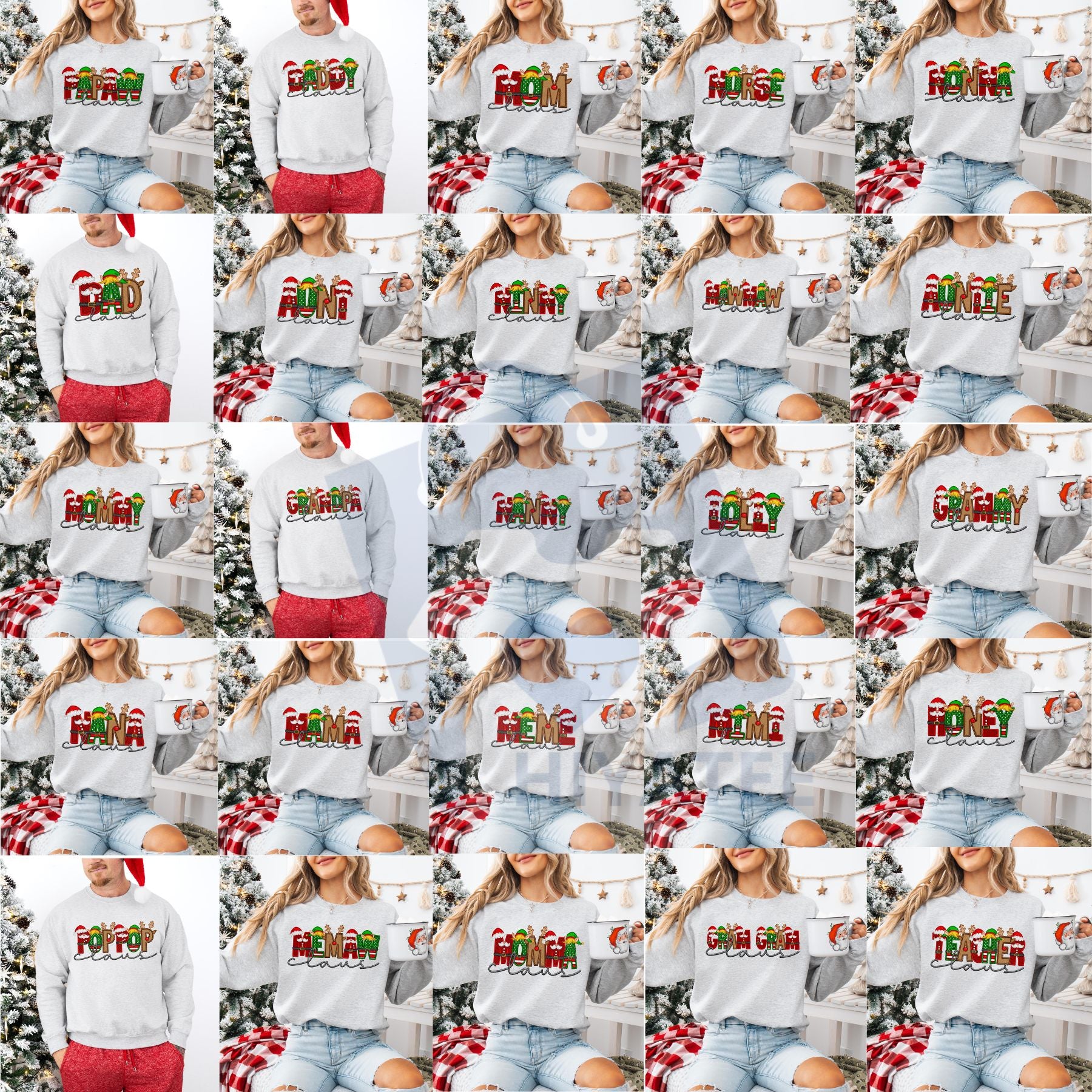 Unisex Faux Embroidery Santa Claus Sweatshirt – Vintage Holiday Pullover, Cozy Christmas Gift - Hiyatee.