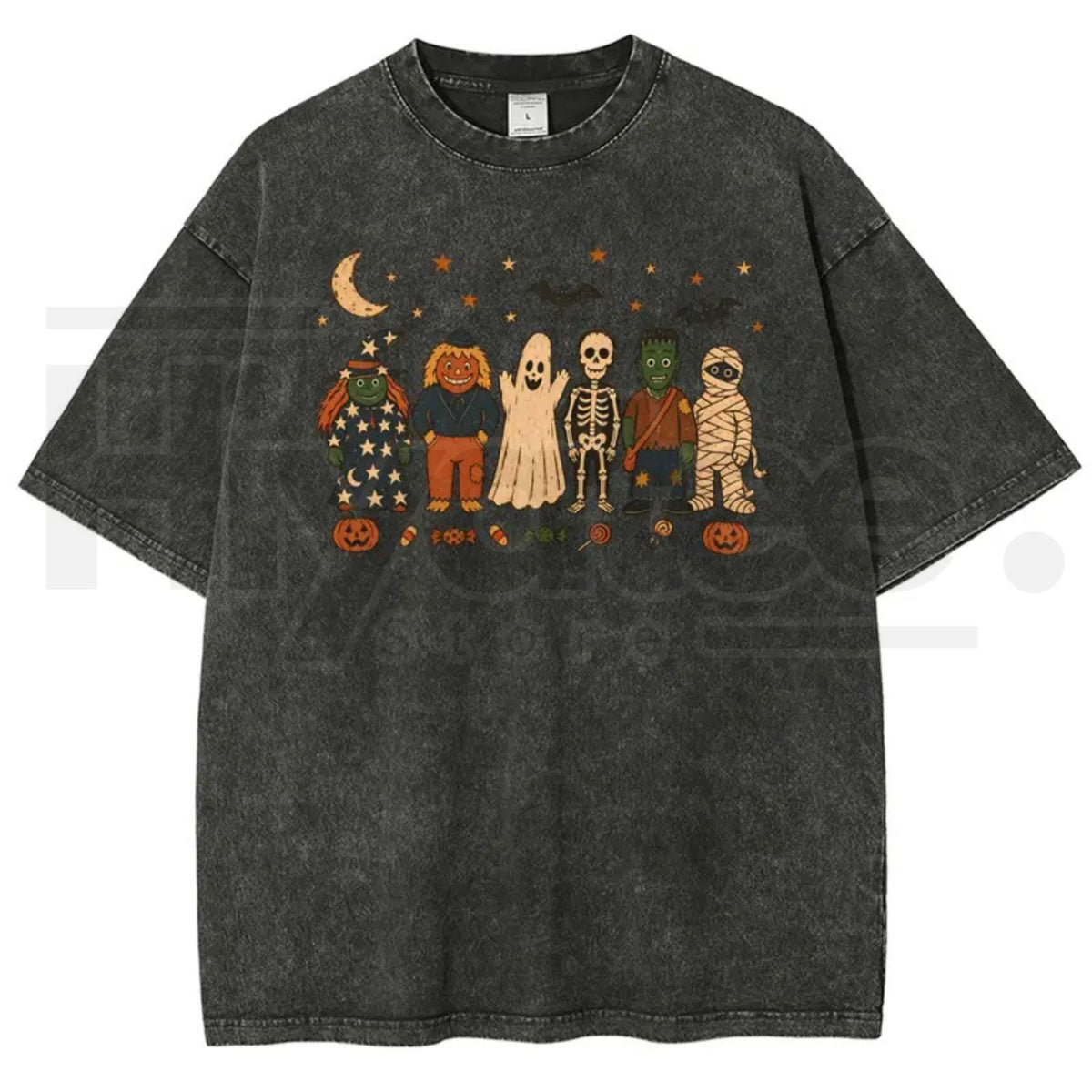 Unisex Halloween Spooky Squad Vintage Washed T-Shirt - Hiyatee