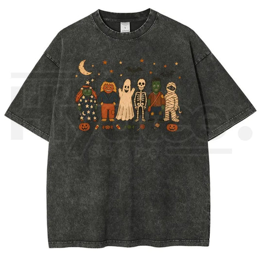 Unisex Halloween Spooky Squad Vintage Washed T-Shirt - Hiyatee