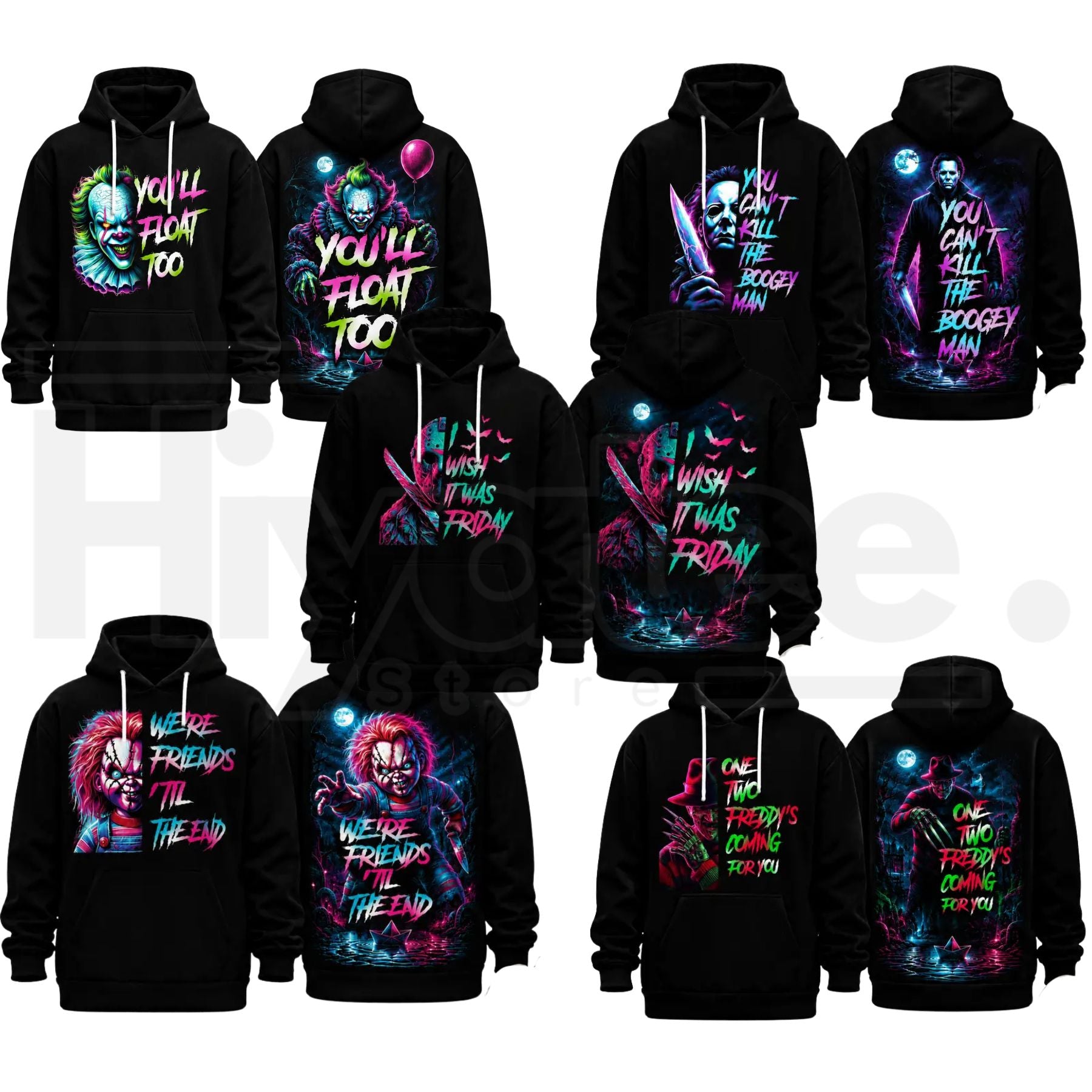 Unisex Horror Movie Villain Double-Sided Graphic Hoodie – Hiyatee