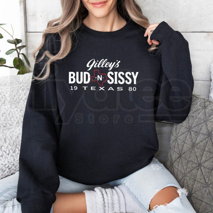 Urban Cowboy Sweatshirt – Gilley's Country Western Crewneck, Vintage Bud N Sissy Retro Graphic Pullover - Hiyatee