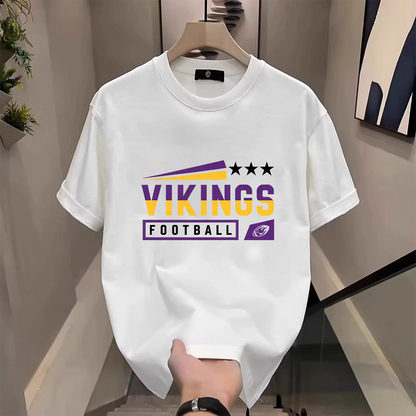 Men's Three Star Football Graphic T-Shirt – Sport Fan Game Day Crewneck Tee