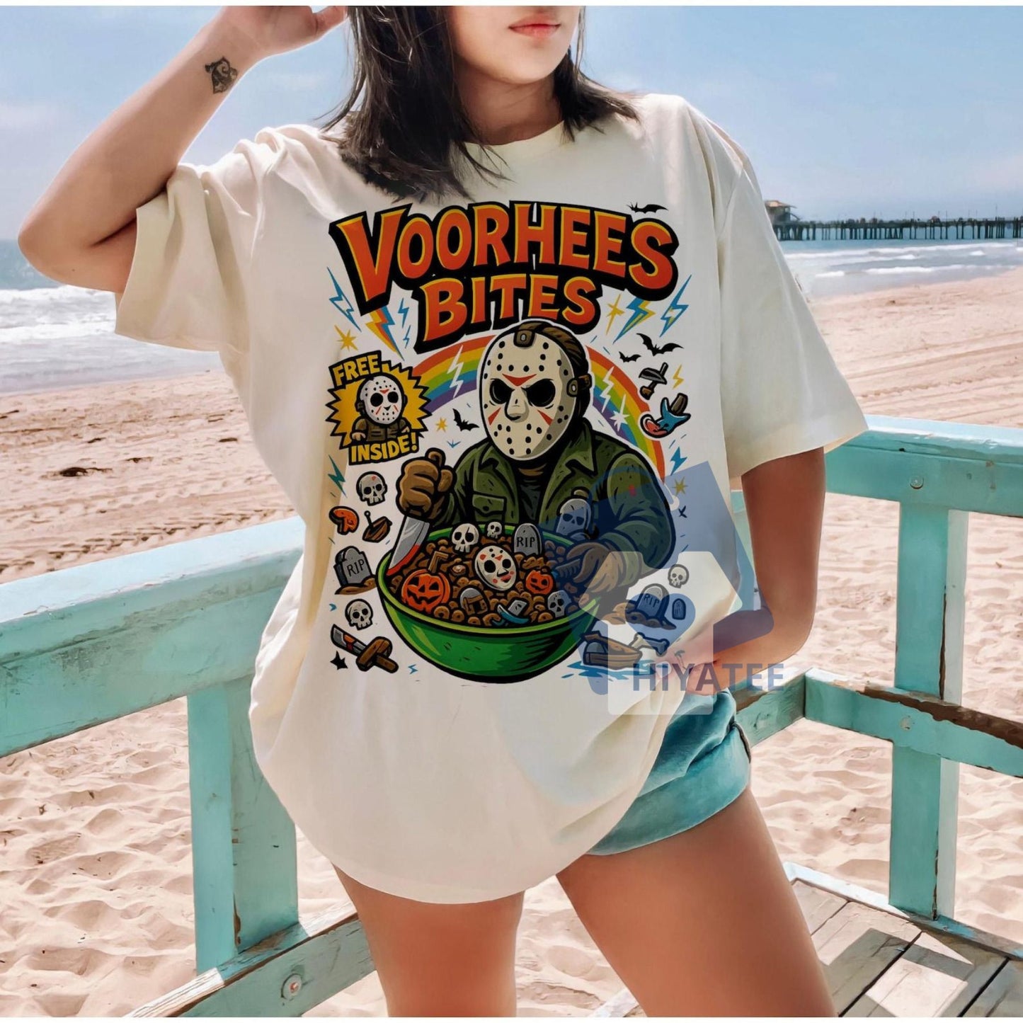 Horror Cereal T-Shirt – Spooky Breakfast Graphic Tee, Funny Killer Cereal Box Halloween Shirt