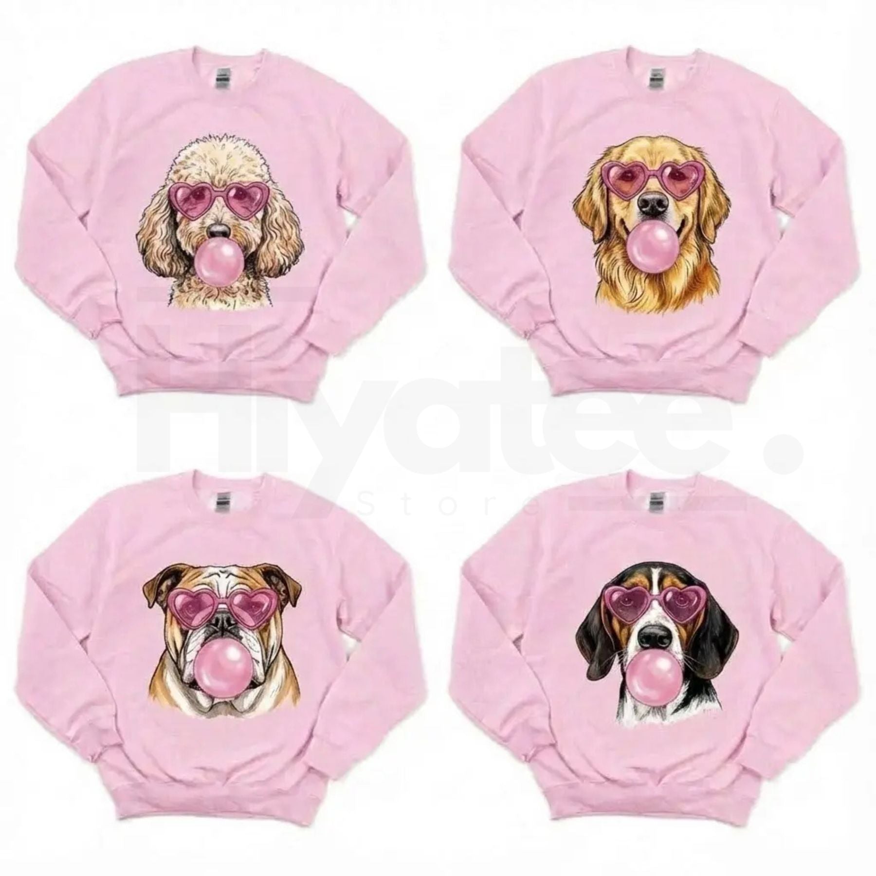 Valentine’s Day Dog Shirt: Heart Glasses & Bubblegum Tee - 50+ Breeds Available - Hiyatee