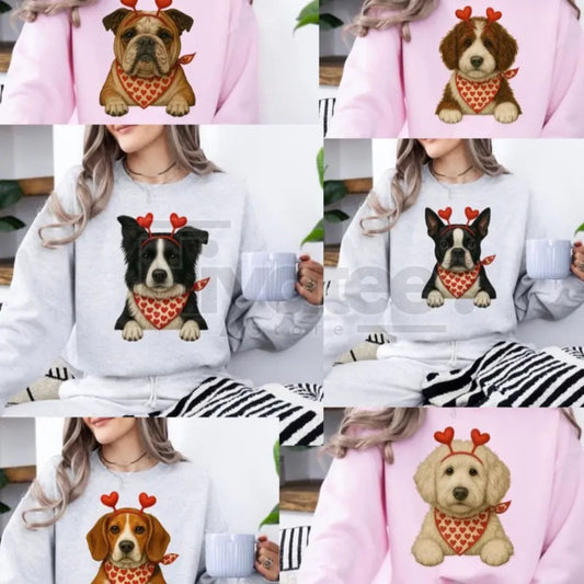 Valentines Dog Sweatshirt: Cute Custom Pet Lover Pullover, Heart Pattern Puppy Hoodie - Hiyatee