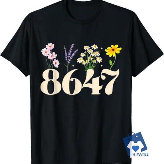 Vintage 86 47 Anti-Trump Flower President T-Shirt – Retro Political Statement Tee-Hiyatee