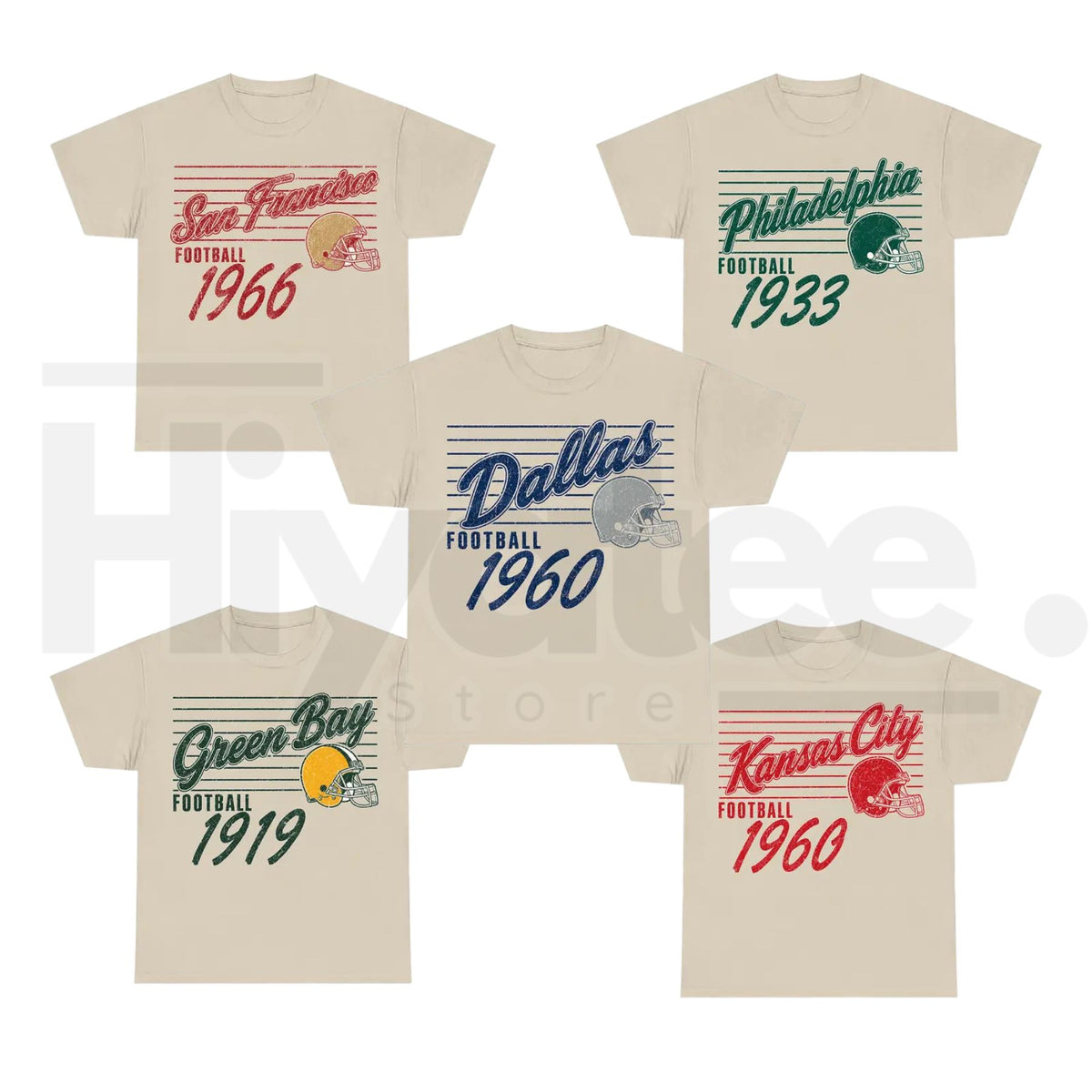 Vintage 90s All Teams Football Sand T-Shirt – Retro Game Day Graphic Tee - Hiyatee