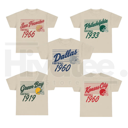 Vintage 90s All Teams Football Sand T-Shirt – Retro Game Day Graphic Tee - Hiyatee