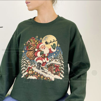 Vintage 90s Retro Santa Christmas Sweatshirt, Classic Holiday Graphic Pullover - Hiyatee