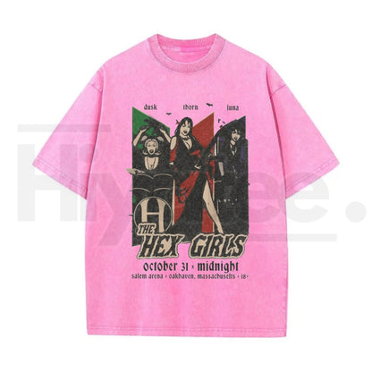 Vintage Acid Wash Gothic Rock Band Art Streetwear T-Shirt – Men's Oversized Dark Aesthetic Heavyweight Cotton Graphic Tee - Hiyatee