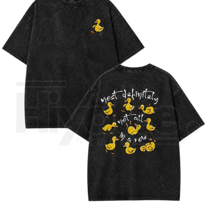 Vintage Acid Wash Pink Funny Ducks In A Row Graphic Tee – Chaotic Energy Y2K Oversized Cotton Shirt - Hiyatee