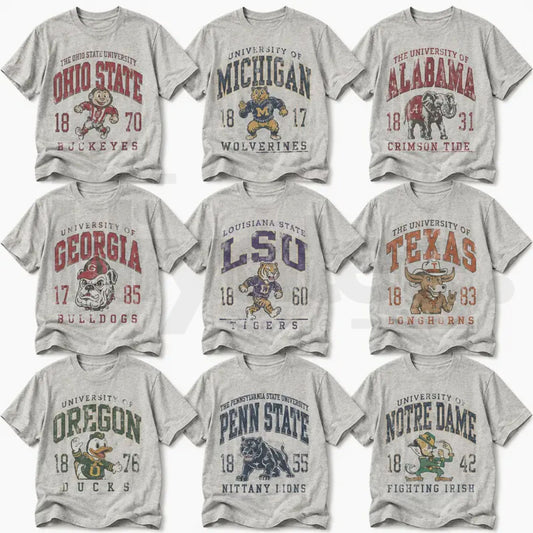 Vintage All Team Football Mascot T-Shirt – Retro College Game Day Fan Apparel - Hiyatee
