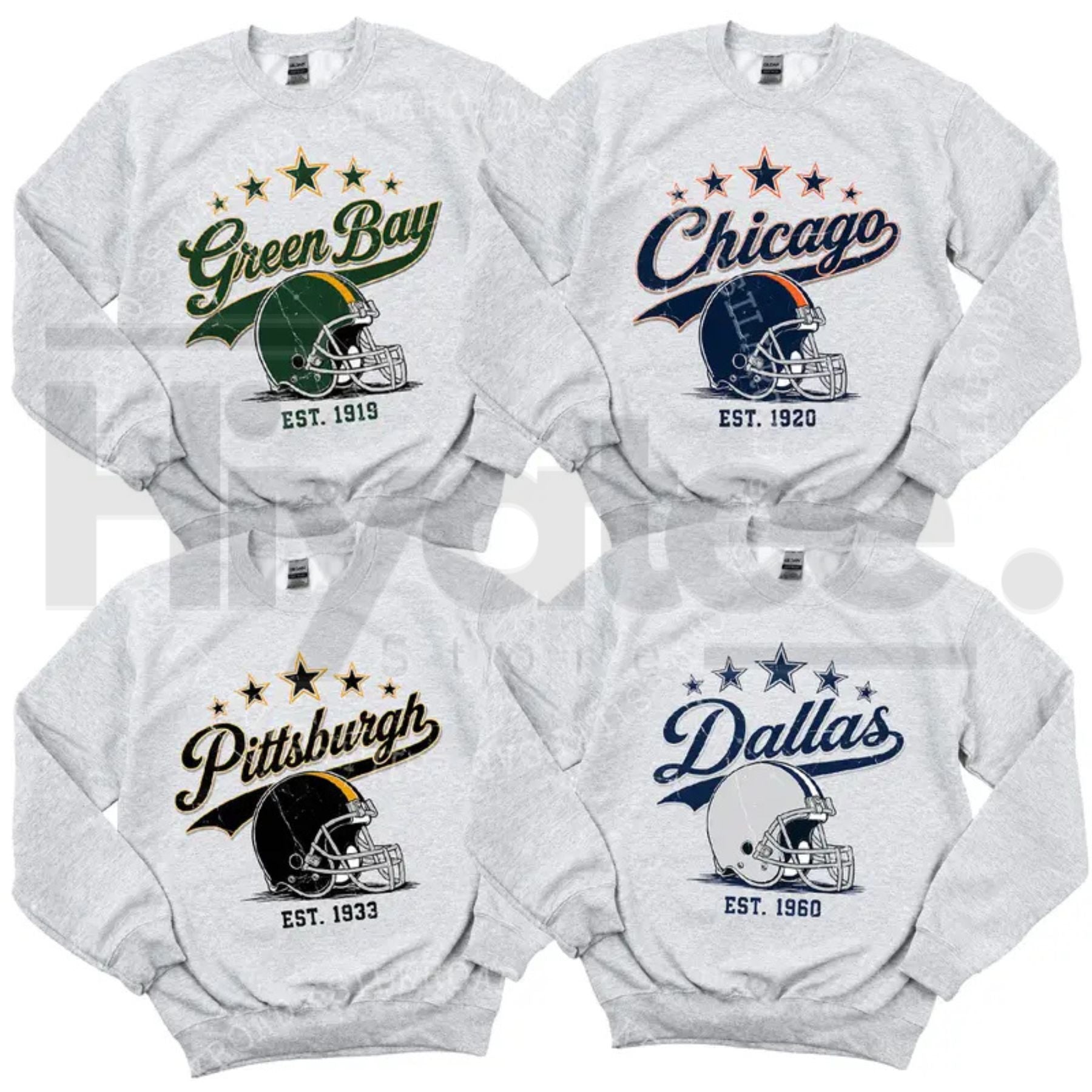 Vintage All Team Football Sweatshirt - Hiyatee