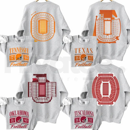 Vintage College Football 2 Sided Ash Grey Sweatshirt – 2-Sided Retro Game Day Stadium Crewneck, Menswear Classic Cotton - Hiyatee