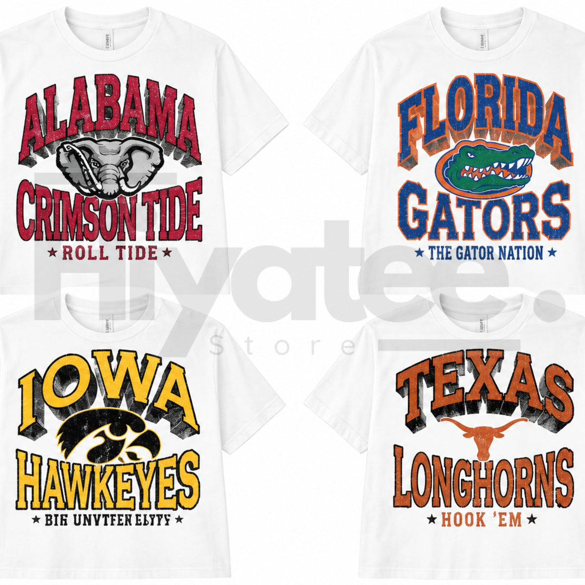 Vintage College Football Mascot T-Shirt – Retro White Cotton Graphic Tee - Hiyatee