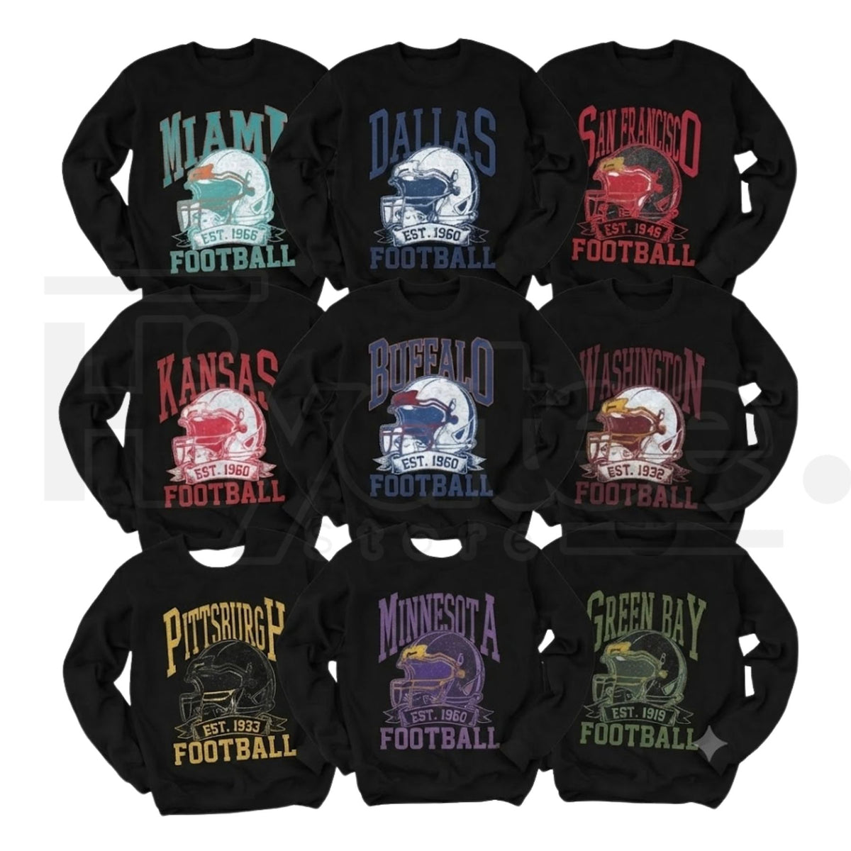 Vintage Football Helmet Graphic Sweatshirt – City Sports Crewneck, Retro Athletic Pullover - Hiyatee