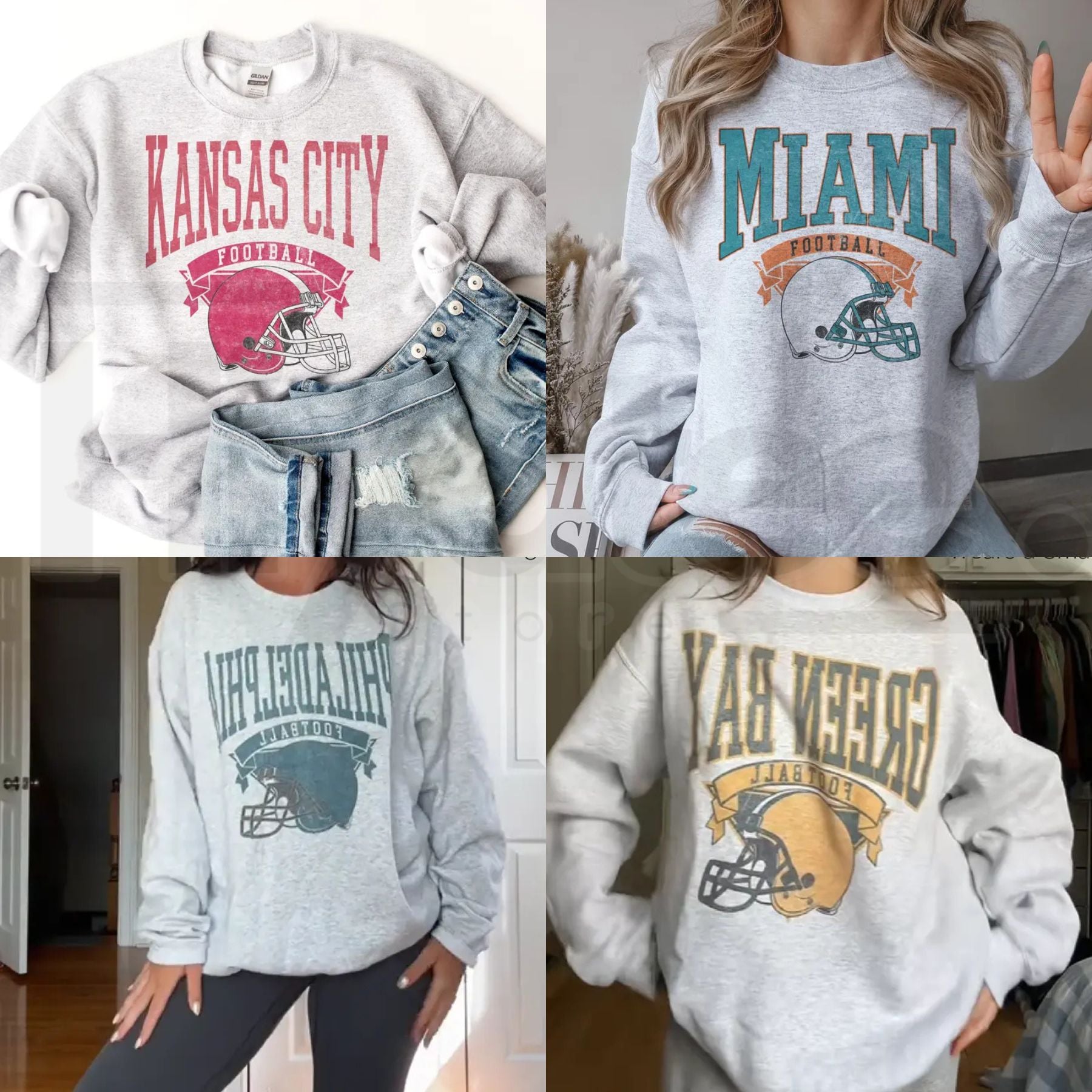Vintage Football Sweatshirt – Hometown Team Pullover, Retro Sports Graphic Crewneck, Cozy Casual Long Sleeve for Men - Hiyatee