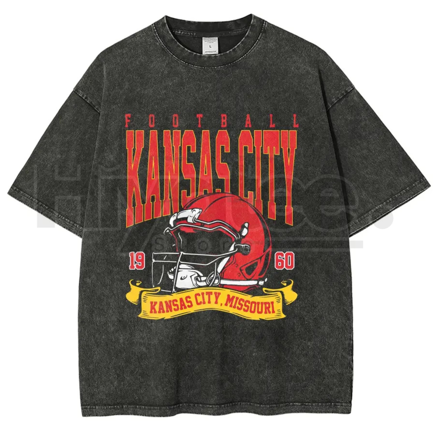Vintage Football Team Graphic T-Shirt – Retro Washed Cotton, Gameday Streetwear Tee - Hiyatee
