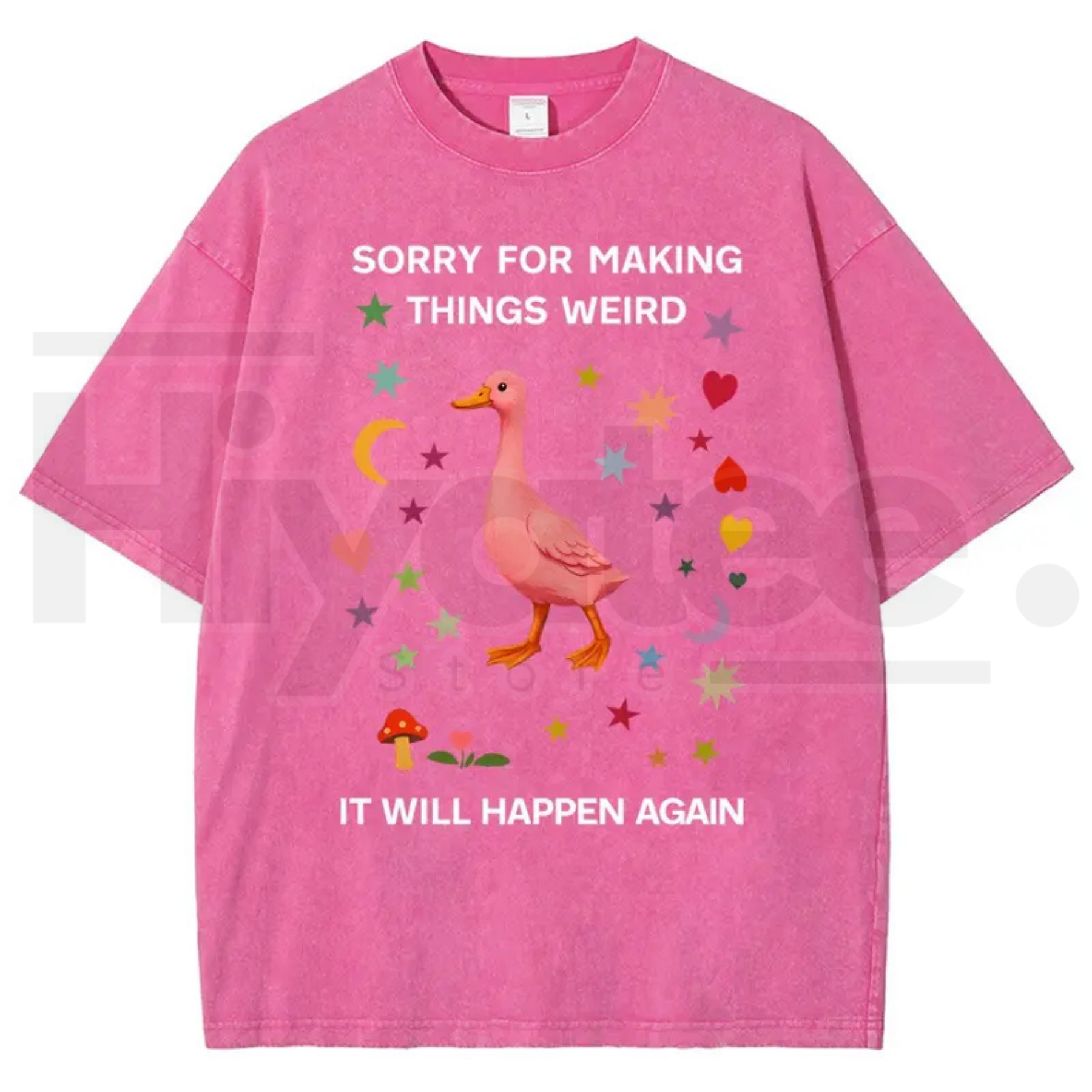Vintage Funny Duck Meme Graphic T-Shirt – Sorry For Making Things Weird Oversized Heavyweight Cotton Tee - Hiyatee