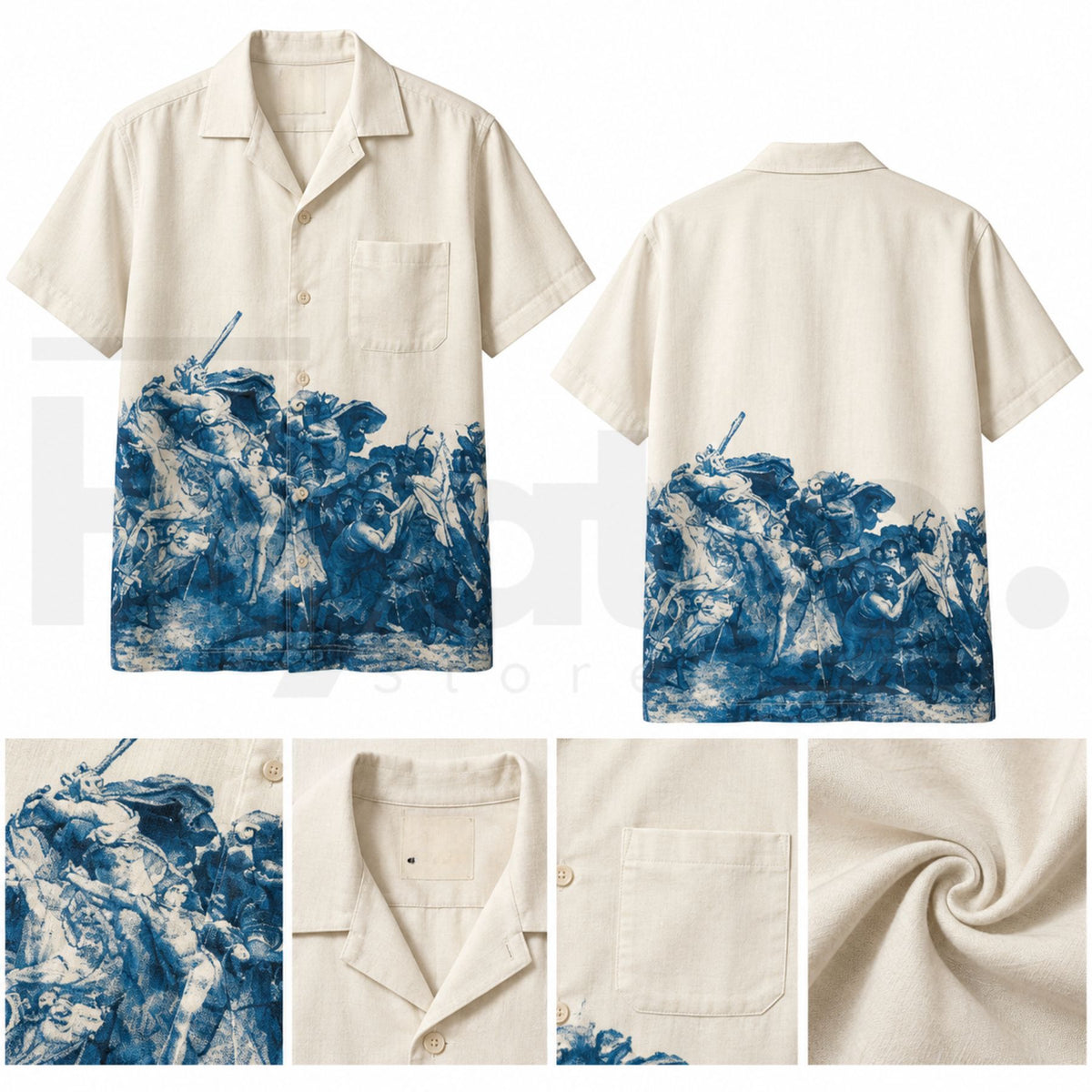 Vintage Greek Mythology Oil Painting Silk Hawaiian Camp Collar Shirt – Retro Renaissance Art Print, Luxe Summer Vacay Wear, Artistic Gift For Men - Hiyatee