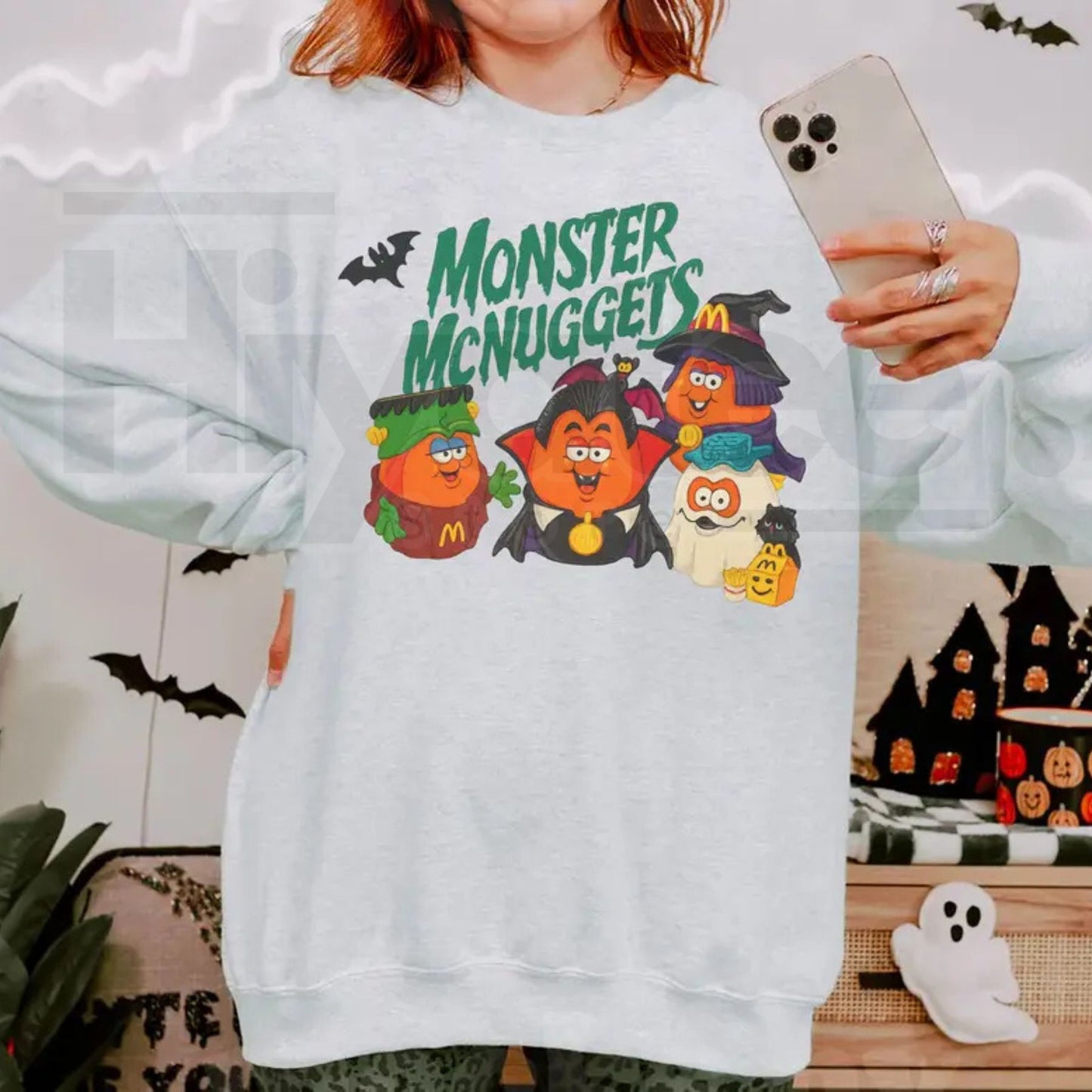 Vintage Halloween Nuggets Sweatshirt – 90s Spooky Monster Nuggets Crewneck, Retro Summerween Graphic Shirt - Hiyatee